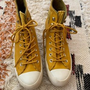 Converse yellow all star lugged hi sneakers